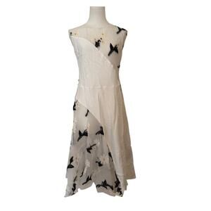Sportmax Max Mara Part-Sheer Organza & Silk White w/Daisies Dress - Medium